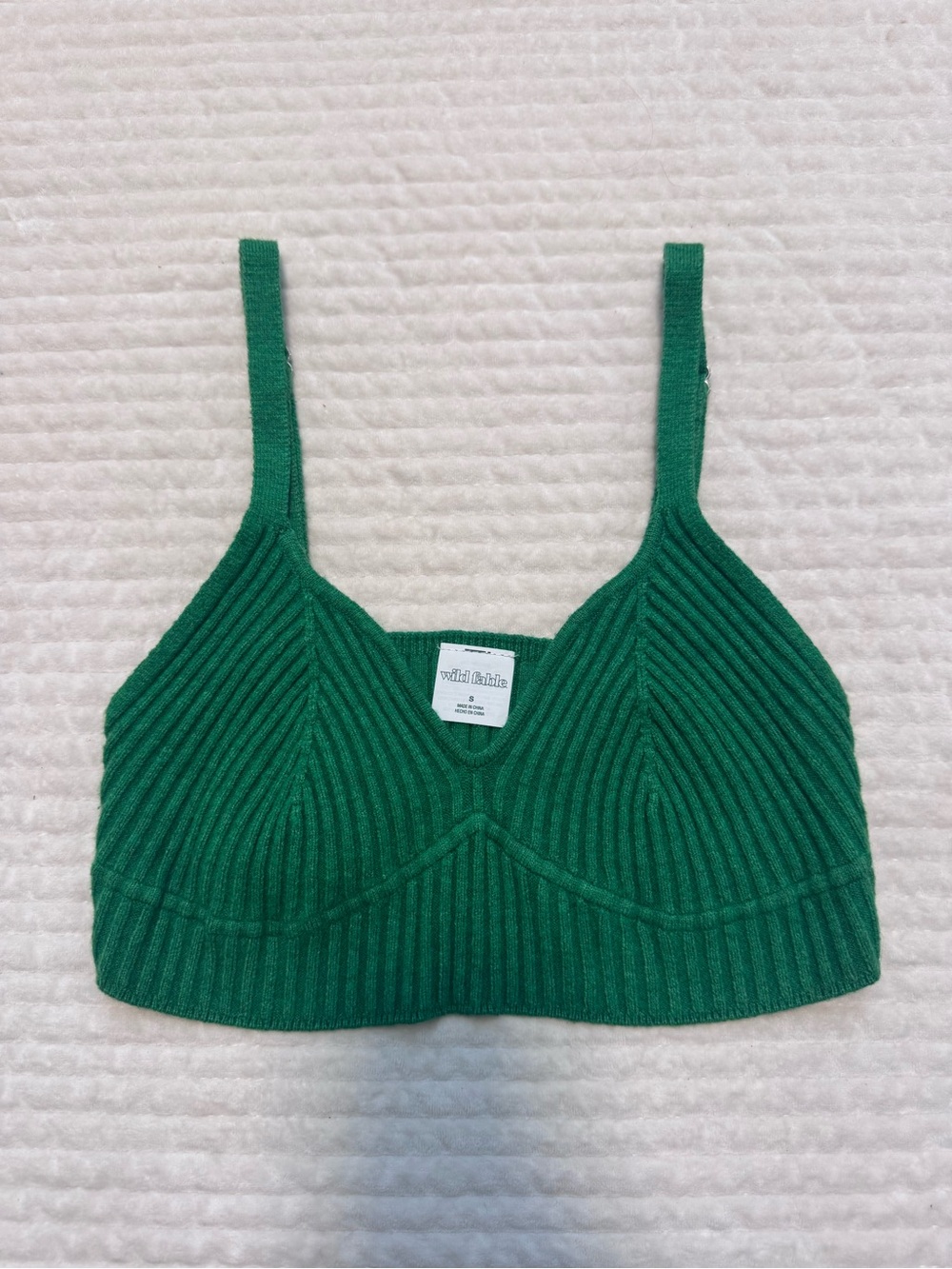 wild fable Emerald Green Ribbed Knit Crop Bralette
